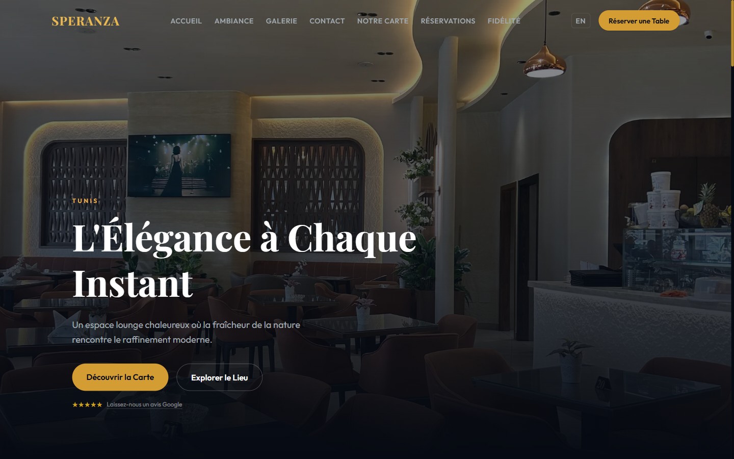 Speranza Café homepage — L'Élégance à Chaque Instant