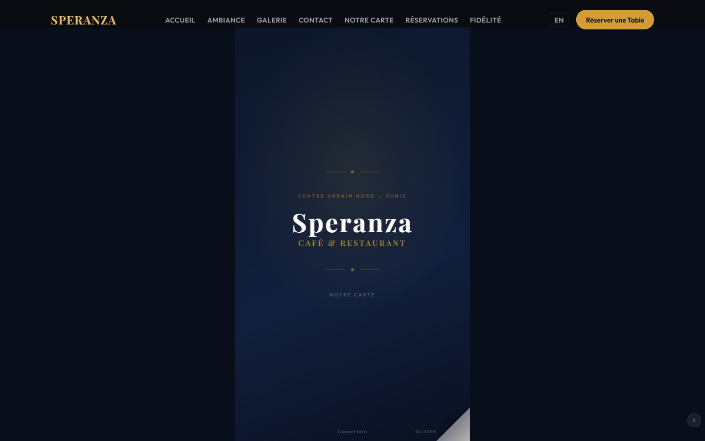Speranza Café — Menu booklet cover