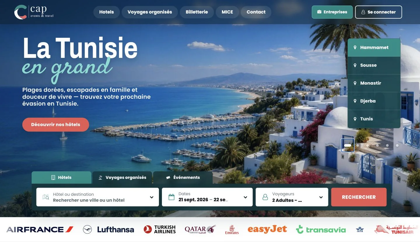 CAP Events & Travel — interface du projet