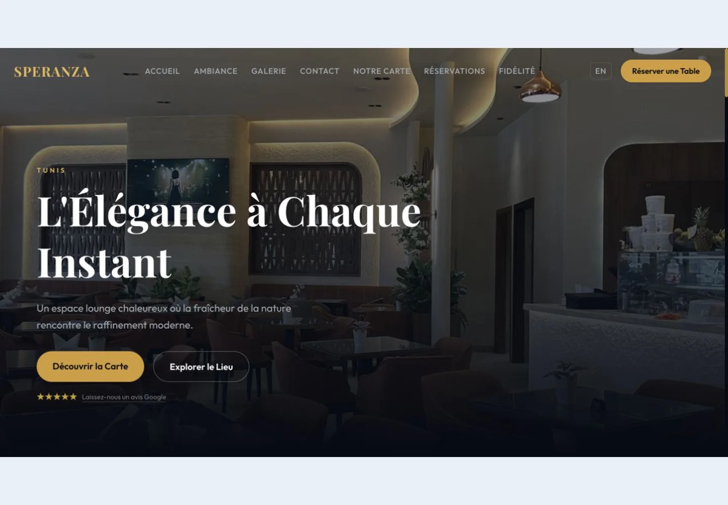 Speranza Café — interface du projet